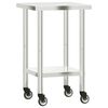 vidaXL Mesa de trabalho de cozinha c/ rodas 55x55x85 cm a&ccedil;o inoxid&aacute;vel