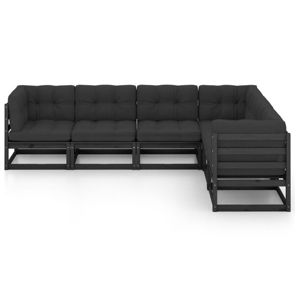 vidaXL 6 pcs conjunto lounge de jardim c/ almofad&otilde;es pinho maci&ccedil;o