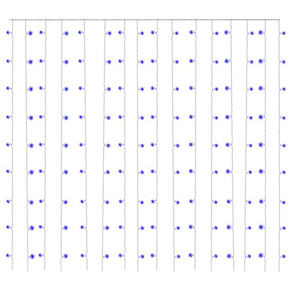 vidaXL Cortina ilumina&ccedil;&atilde;o 300 luzes LED 3x3 m 8 fun&ccedil;&otilde;es azul