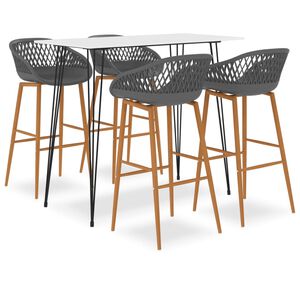 vidaXL 5 pcs conjunto de bar branco e cinzento