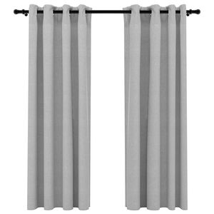 vidaXL Cortinas opacas aspeto linho c/ ilh&oacute;s 2 pcs 140x175 cm cinzento