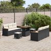 vidaXL Conjunto de Sof&aacute; de Jardim com almofada Preto Rattan Sint&eacute;tico