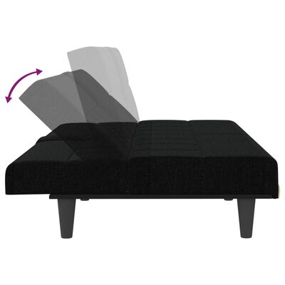 vidaXL Sofá-cama com suporte para copos tecido preto