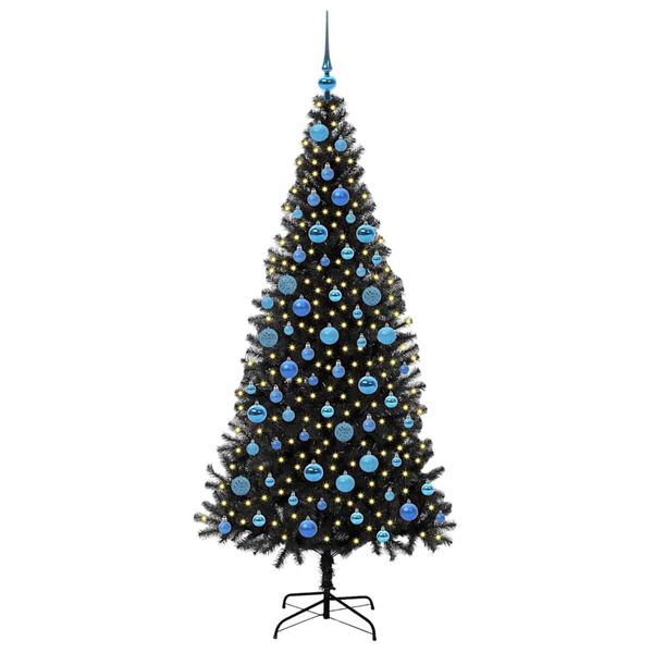 vidaXL &Aacute;rvore de Natal com 300 LEDs com suporte Preto 180 cm PVC