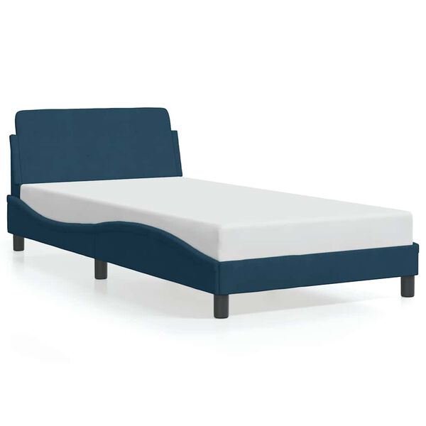 vidaXL Estrutura de cama com cabeceira Dover 100x200 cm veludo azul