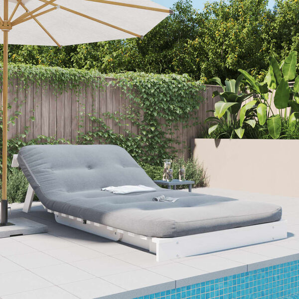 vidaXL Sof&aacute;-cama futon com colch&atilde;o 100x206x11 cm pinho maci&ccedil;o branco