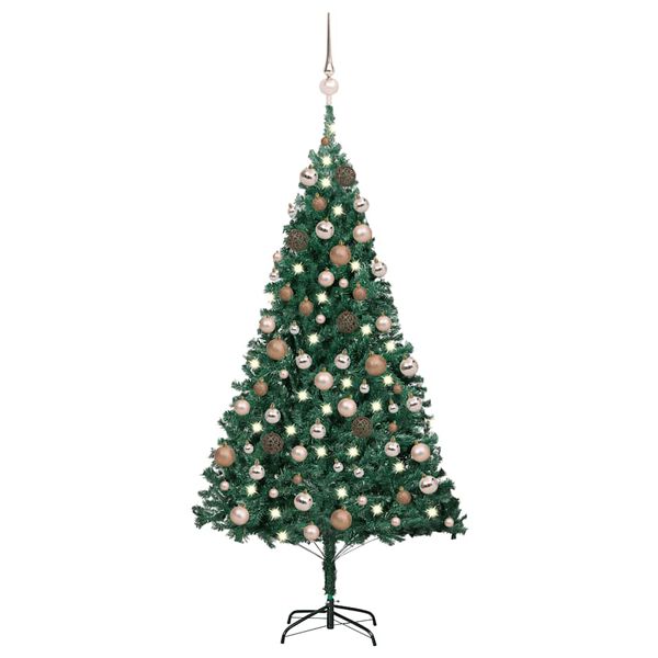 vidaXL &Aacute;rvore Natal artificial pr&eacute;-iluminada c/ bolas 120 cm PVC verde
