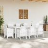vidaXL Conjunto de Jantar para Jardim 9 pcs Branco Polipropileno