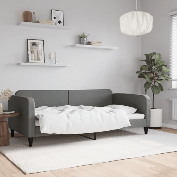 vidaXL Sof&aacute;-cama 100x200 cm tecido cinzento-escuro