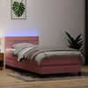 vidaXL Cama box spring c/ colchão e LED 80x220 cm veludo rosa