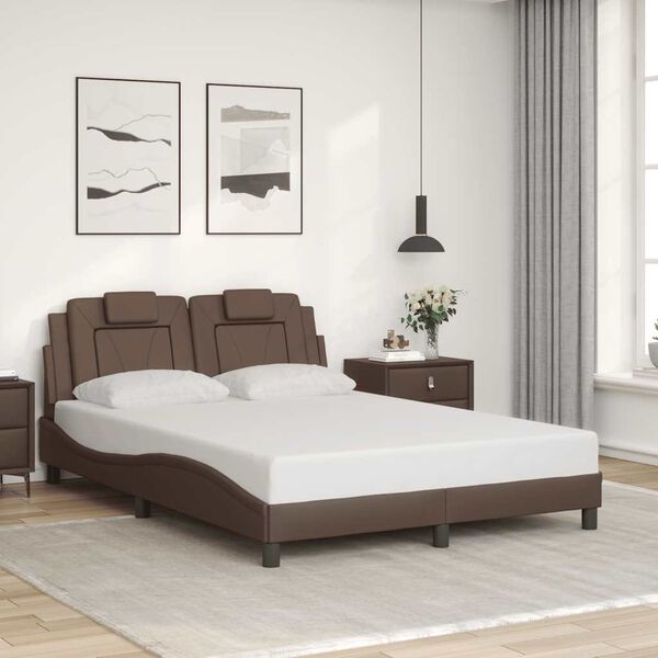 vidaXL Estrutura de cama Viana sem colch&atilde;o 120x200cm couro artificial castanho