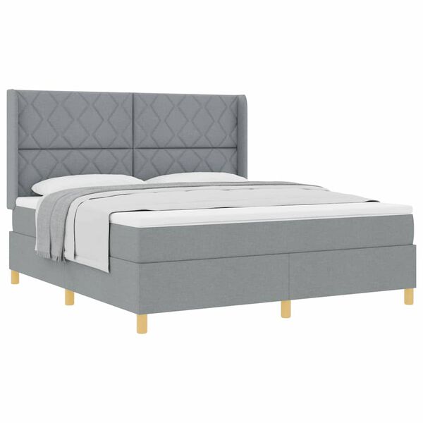 vidaXL Cama Box com colch&atilde;o Cinzento-claro 180 x 200 cm tecido