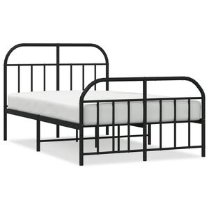 vidaXL Estrutura de cama com cabeceira e pés 120x190 cm metal preto