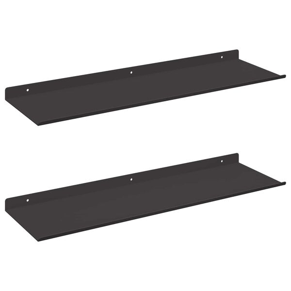 vidaXL Prateleira Flutuante 2 pcs Preto 60 x 18 x 2,5 cm A&ccedil;o