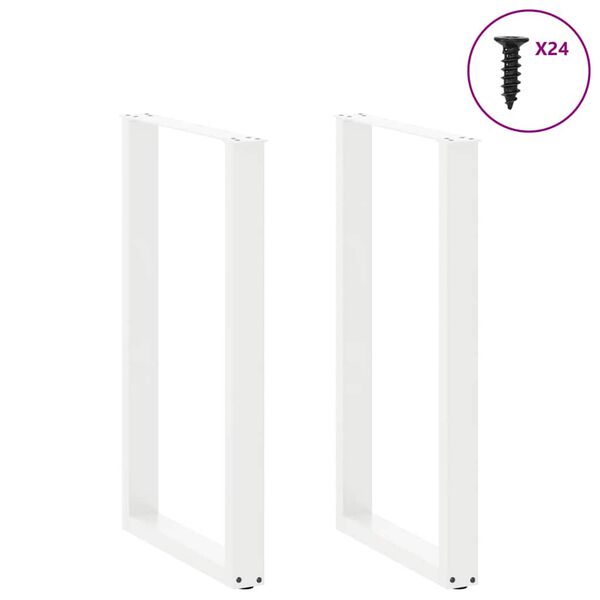 vidaXL P&eacute;s de mesa de bar em forma de U, 2 pe&ccedil;as, branco, 60x(100-101) cm, a&ccedil;o