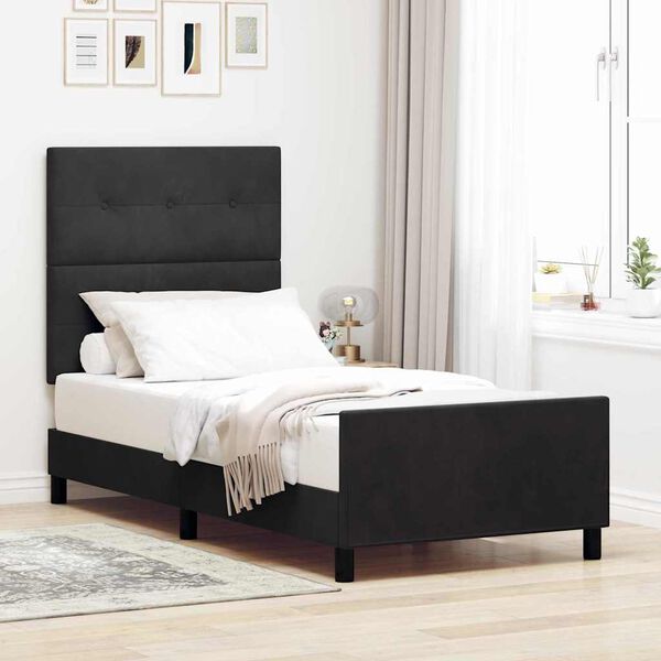 vidaXL Cama Box com cabeceira Preto 100 x 200 cm Veludo
