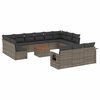 vidaXL 14 pcs conjunto sof&aacute;s p/ jardim c/ almofad&otilde;es vime PE cinzento