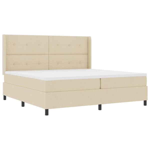 vidaXL Cama Box Spring LED com colch&atilde;o Creme 200 x 200 cm tecido