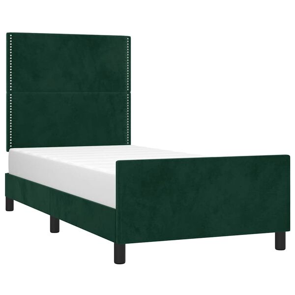 vidaXL Estrutura de cama sem colch&atilde;o 80x200 cm veludo verde-escuro