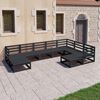 vidaXL 9 pcs conjunto lounge de jardim pinho maci&ccedil;o preto