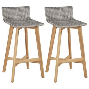 vidaXL Cadeiras de bar 2 pcs madeira ac&aacute;cia maci&ccedil;a