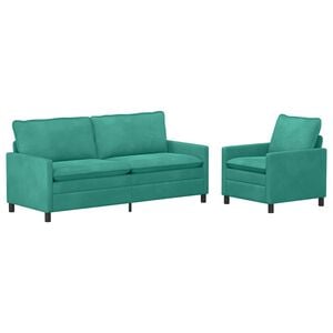vidaXL Conjunto de Sof&aacute;s 2 unid. Turquesa Veludo