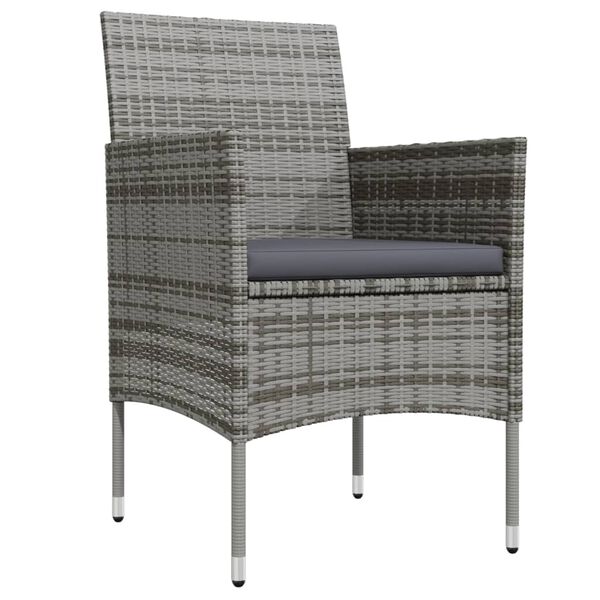 vidaXL 5 pcs conjunto de jantar jardim com almofad&otilde;es cinzento/preto