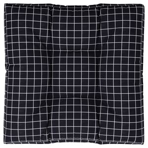 vidaXL Almofad&atilde;o para sof&aacute; de paletes 80x80x12 cm tecido xadrez preto