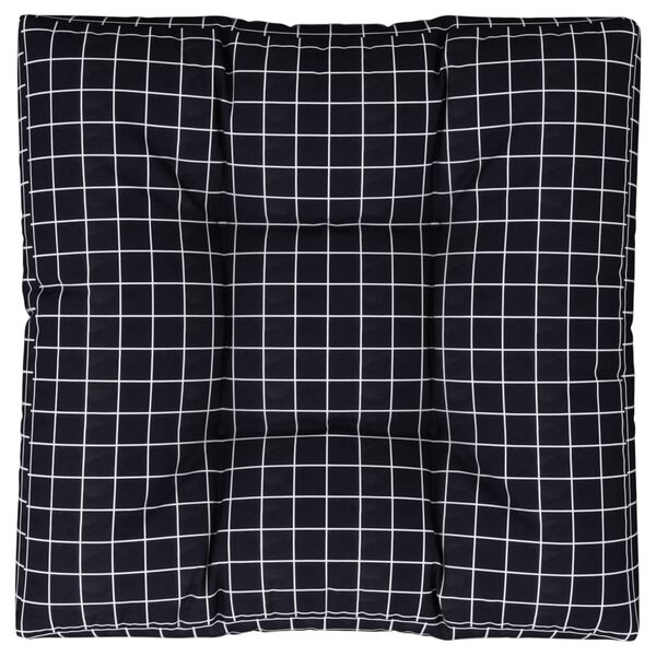 vidaXL Almofad&atilde;o para sof&aacute; de paletes 80x80x12 cm tecido xadrez preto