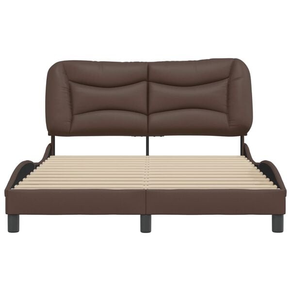 vidaXL Estrutura de cama sem colch&atilde;o Hvar couro artificial 140x190cm castanho