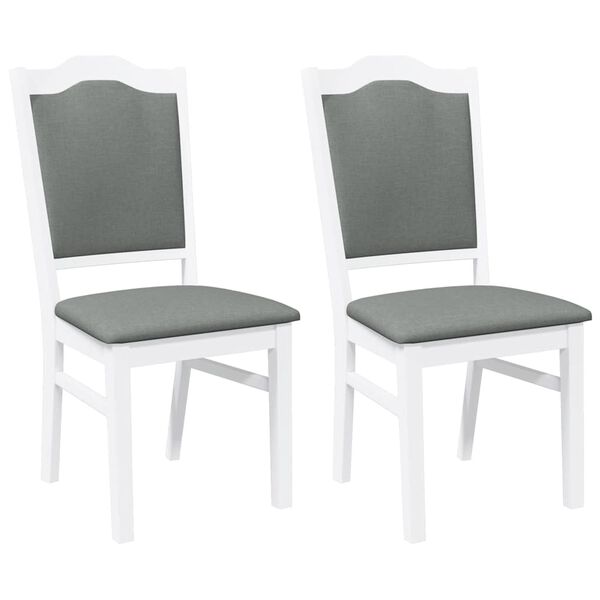 vidaXL Cadeiras de jantar com almofadões 2 pcs madeira maciça branco