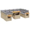 vidaXL 10 pcs conjunto de sof&aacute;s p/ jardim com almofad&otilde;es vime PE bege