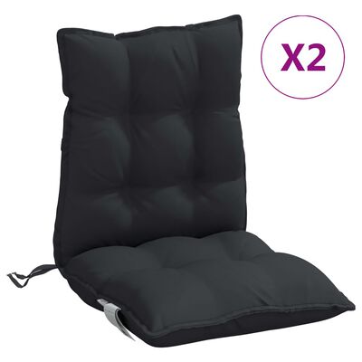 vidaXL Almofadões cadeira encosto baixo 2 pcs tecido oxford preto
