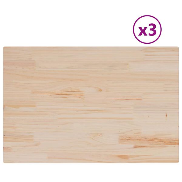 vidaXL Tampos de mesa retangulares 3 pcs 80x53x1,7 cm pinho maci&ccedil;o