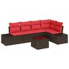 vidaXL Conjunto de Sof&aacute; de Jardim com almofada 6 pcs Castanho vime PE