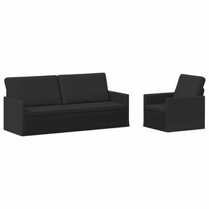 vidaXL Conjunto de Sof&aacute;s 2 pcs Preto Tecido
