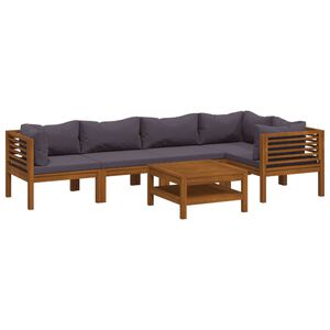 vidaXL 6 pcs conjunto lounge de jardim c/ almofad&otilde;es ac&aacute;cia maci&ccedil;a