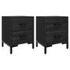 vidaXL Mesas de cabeceira 2 pcs 36x30x45 cm madeira pinho maci&ccedil;a preto