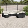 vidaXL 10 pcs conjunto sof&aacute;s de jardim c/ almofad&otilde;es vime PE preto