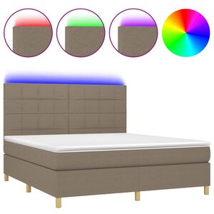 vidaXL Cama box spring colch&atilde;o/LED 160x200 cm tecido cinza-acastanhado