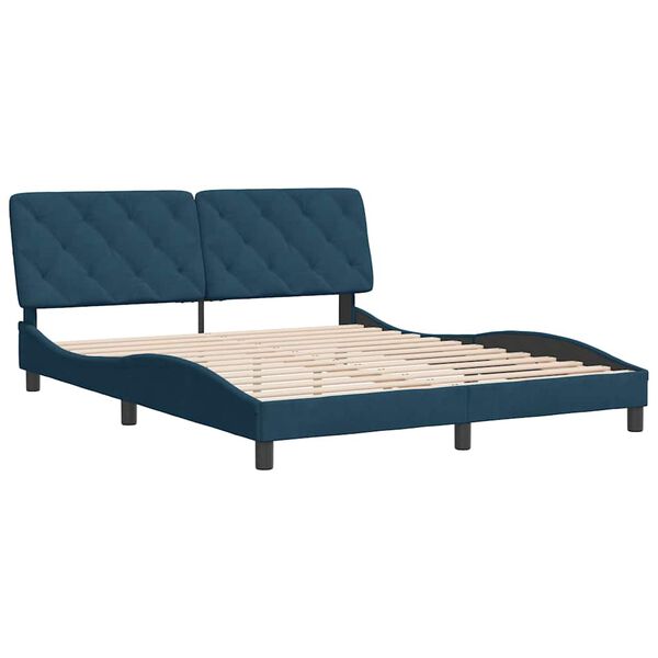 vidaXL Estrutura de cama sem colch&atilde;o 160x200 cm veludo azul