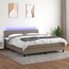 vidaXL Cama box spring colch&atilde;o/LED 180x200cm tecido cinza-acastanhado