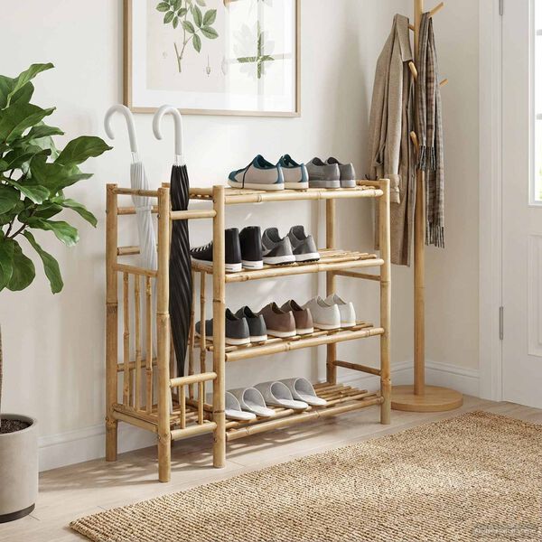 vidaXL Rack de Sapatos com prateleira Natural 88 x 27 x 80 cm Bambu