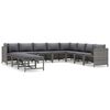 vidaXL 11 pcs conjunto lounge de jardim c/ almofad&otilde;es vime PE cinzento