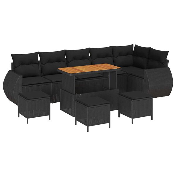 vidaXL Conjunto de Sof&aacute; de Jardim 10 pcs Preto Rattan de Polipropileno