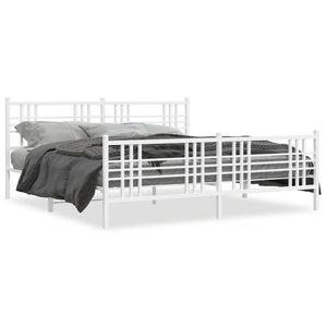 vidaXL Estrutura de cama com cabeceira e p&eacute;s 193x203 cm metal branco