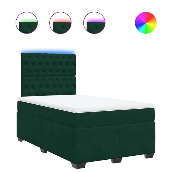 vidaXL Cama boxspring com colch&atilde;o 120x190 cm veludo verde-escuro