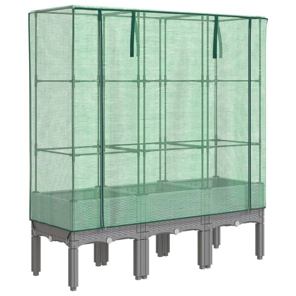 vidaXL Canteiro elevado com cobertura de estufa aspeto de vime