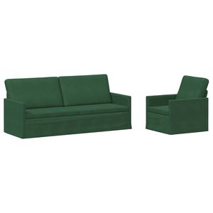 vidaXL Conjunto de Sof&aacute;s 2 pcs Verde Selva Tecido de Veludo Cotele