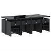 vidaXL 13 pcs conjunto de jantar p/jardim com almofad&otilde;es vime PE preto